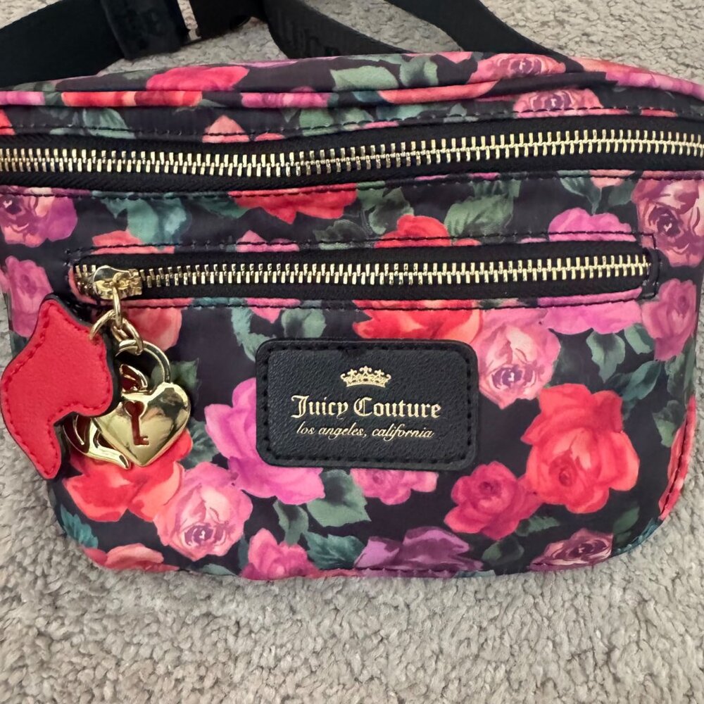 Juicy Couture Fanny Pack Floral Pink Belt Bag Charms - Picture 3 of 12